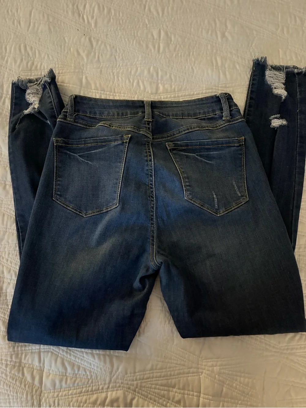 Rewash Dark Blue Distressed Women's Skinny Jeans